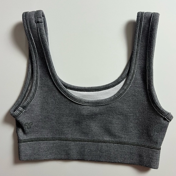 TNA Aritzia Waffle Sports Bra/Top, Gray, Size 2XS - Picture 3 of 5